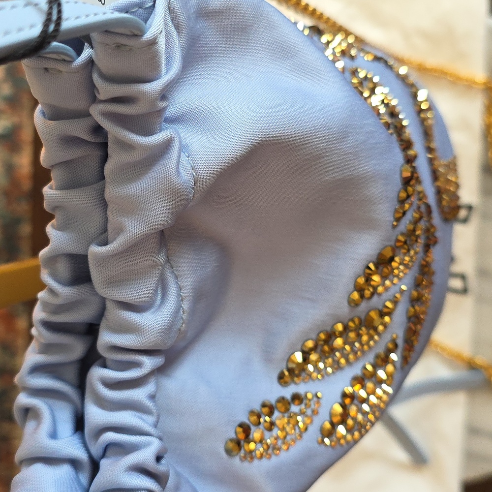 MCM Light Blue Mini Bucket Bag with Gold Sequin Embellishment - Picture 10 of 16